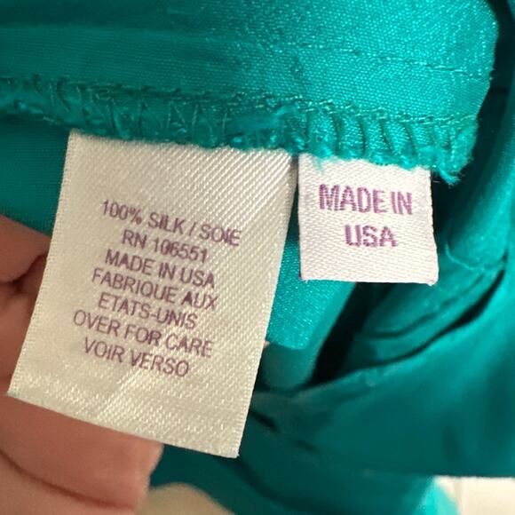 CALYPSO St Barth Silk Wrap Dress Teal V Neck Short Sleeve Tie Waist Size 0 - Picture 5 of 6